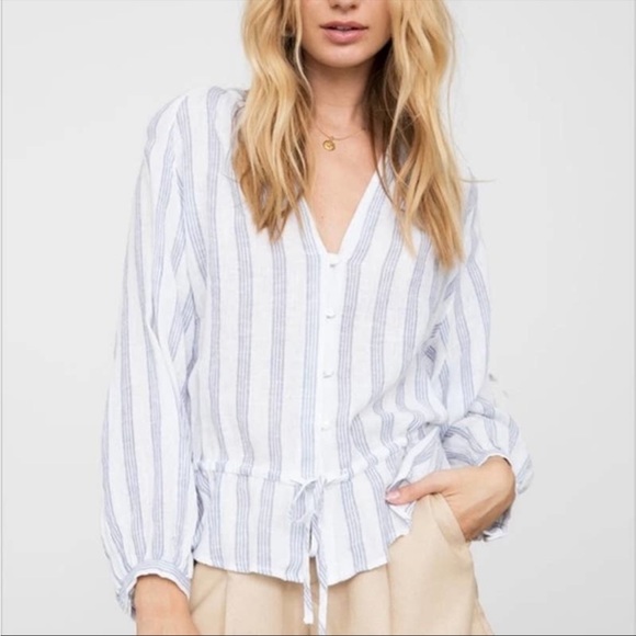 NWT Rails Marti Cayman Striped long sleeve top with waist tie - Picture 1 of 6